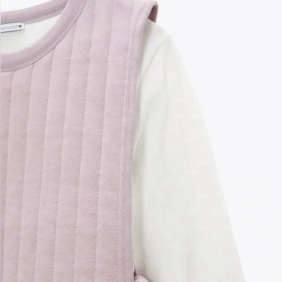 Zara Contrast Tied Sides Ivory Pink Sweatshirt Size larger - Picture 4 of 11